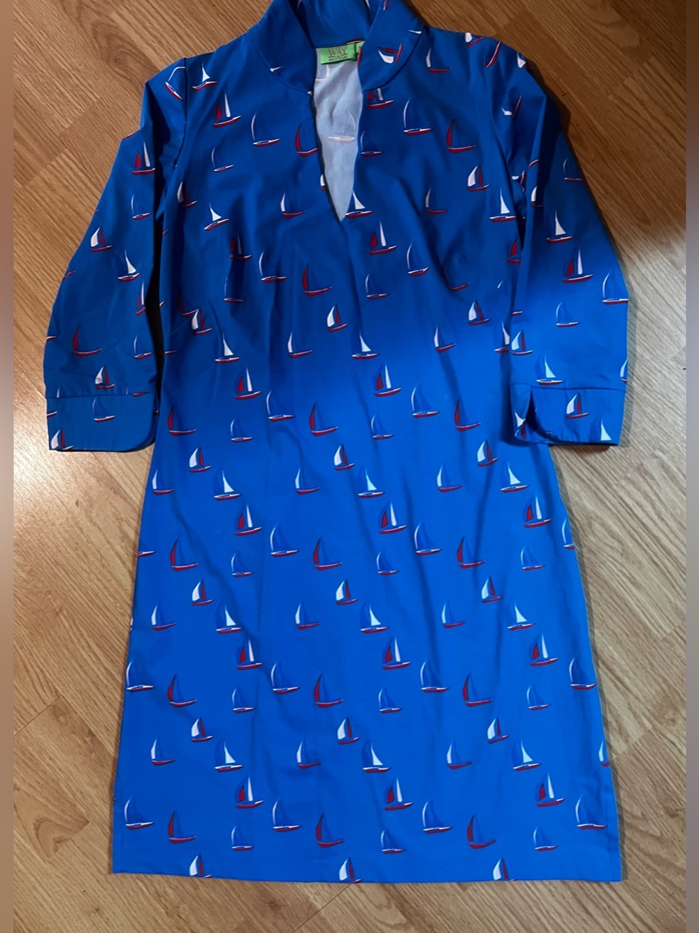 Katherine Way Royal Blue Sailboat Print Midi Dress